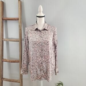 Banana Republic Women's Green Dillon Classic Fit Floral Button Down Top S